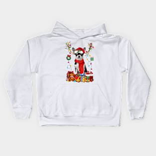 Black Chihuahua Reindeer Santa Christmas Color Lights Kids Hoodie